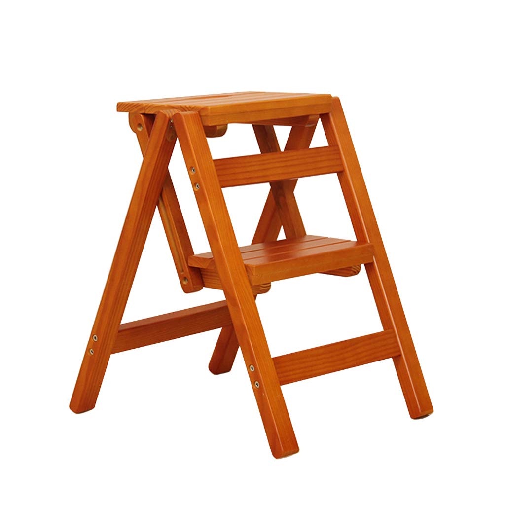Madera sólida 2 Pasos Escalera Silla Taburete Multifuncional de Madera Taburete de Paso Estante de Flores Plegable/Banco de Zapatos/estantería de Almacenamiento, MAX.150kg
