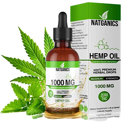 Hemp Oil 1000mg for Pain, Anxiety, Stress & Joint Relief, Mood & Sleep