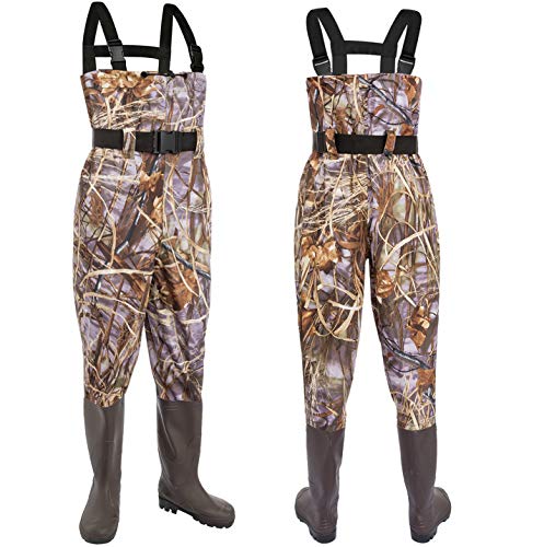 KOMEX Chest Waders Upgrate Fishing Boots Waders Hunting Bootfoot with Wading Belt Waterproof Boots Breathable Nylon and PVC Wading Boots for Men and Women (