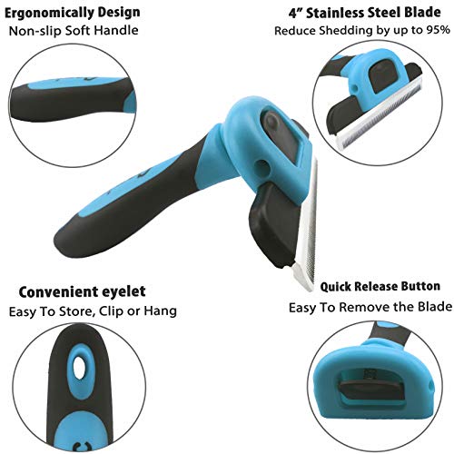 Gonicc PDT- 1001 Professional Pet De Shedding comb Tool Blue