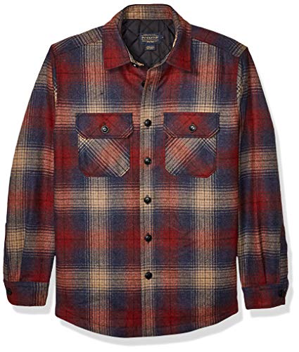 Pendleton Men's Quilted CPO in Wool Shirt Jacket, Red/Blue/Tan Ombre, SM