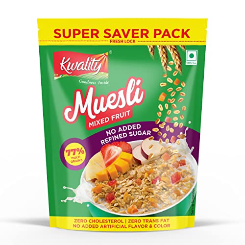Image of Kwality Muesli Mixed Fruit Super Saver Pack 700 G | Mixed Fruit | Zero Cholesterol & Trans Fat | No Added Refined Sugar | Healthy Food & Breakfast Cereal (Pack of 3)