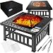 KESSER® Feuerstelle mit Grillrost & Grillzange Feuerschale 82x82x50cm, 3in1 Multifunktional Fire Pit für Heizung/BBQ Grill, Garten Terrasse, Metall Feuerkorb mit Schutzhülle Schürhaken Funkenschutz