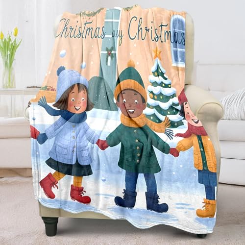 Christmas Cute Cow Print Blankets & Throws for Women & Kids - 40"x60" Highland Cow Decor for Bedroom & Gifts