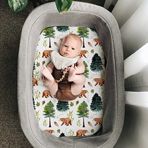 Image of Stretch Fitted Bassinet Sheet Set BROLEX 2 Pack Cradle Sheets for Bassinet Pad /Mattress,Unisex Boys Girls,Ultra Soft,Brown Polar Bears