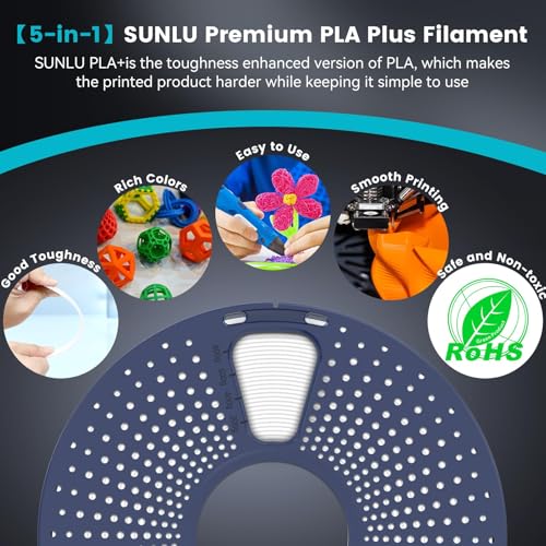 Image of SUNLU 4KG 3D Printer Filament PLA Plus 1.75mm Black, Neatly Wound PLA+ Filament 1.75mm, PLA Filament Bundle for Most FDM 3D Printer, 1kg Spool, 4 Packs, Black