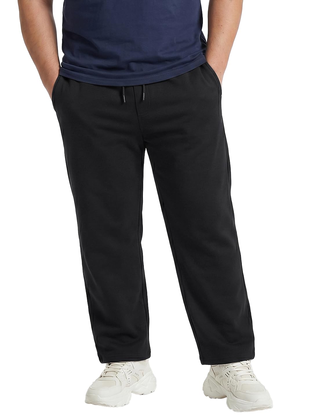 Bewakoof Men's Solid Straight Fit Cotton Blend Plus Size Track Pant-picture-19