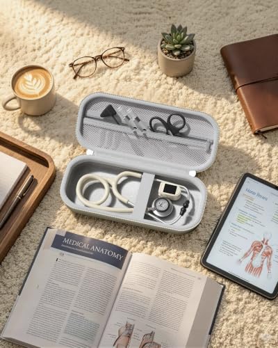 Image of ProCase Stethoscope Case for 3M Littmann Classic III & Cardiology IV -Beige | Hard Protective Carrying Bag Fits MDF, ADC, Omron Stethoscopes, Medical Storage Organizer for Nurses & Nursing Students