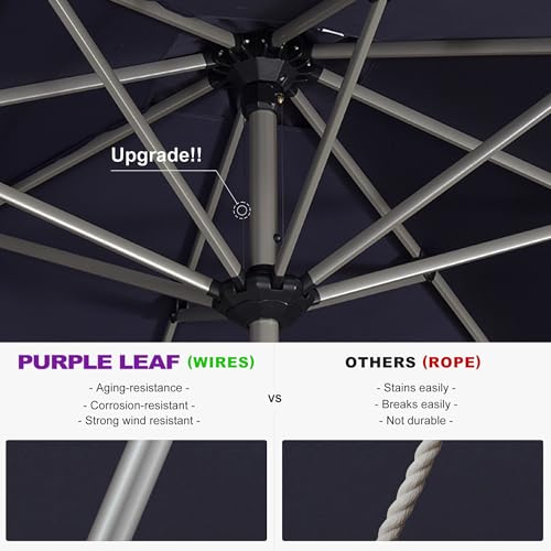 Image of PURPLE LEAF Patio Umbrella 10' x 10' Square Aluminum Frame Navy Blue