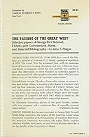 The Passing of the Great West: Selected Papers of George Bird Grinnell 080611925X Book Cover