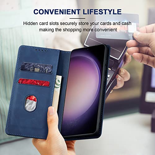 Image of Jasonyu Flip Wallet Case for Samsung Galaxy S23 Plus /S23+,Blue