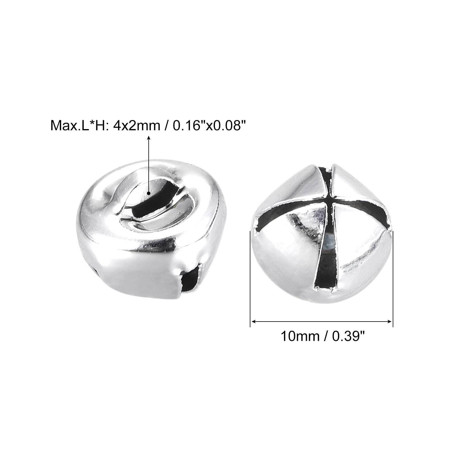 sourcing map Cascabeles 3/8"(10mm) 24uds Pequeñas Campanas para Artesanías Navidad Plateado Tono