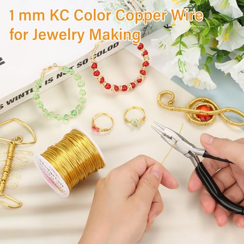 Image of Modacraft 18 Gauge Gold Jewelry Wire & 4-in-1 Pliers Kit - 65FT Tarnish Resistant Copper Craft Wire (1.0mm) for Wire Wrapping, DIY Jewelry Making, Christmas Ornaments & Holiday Decorations