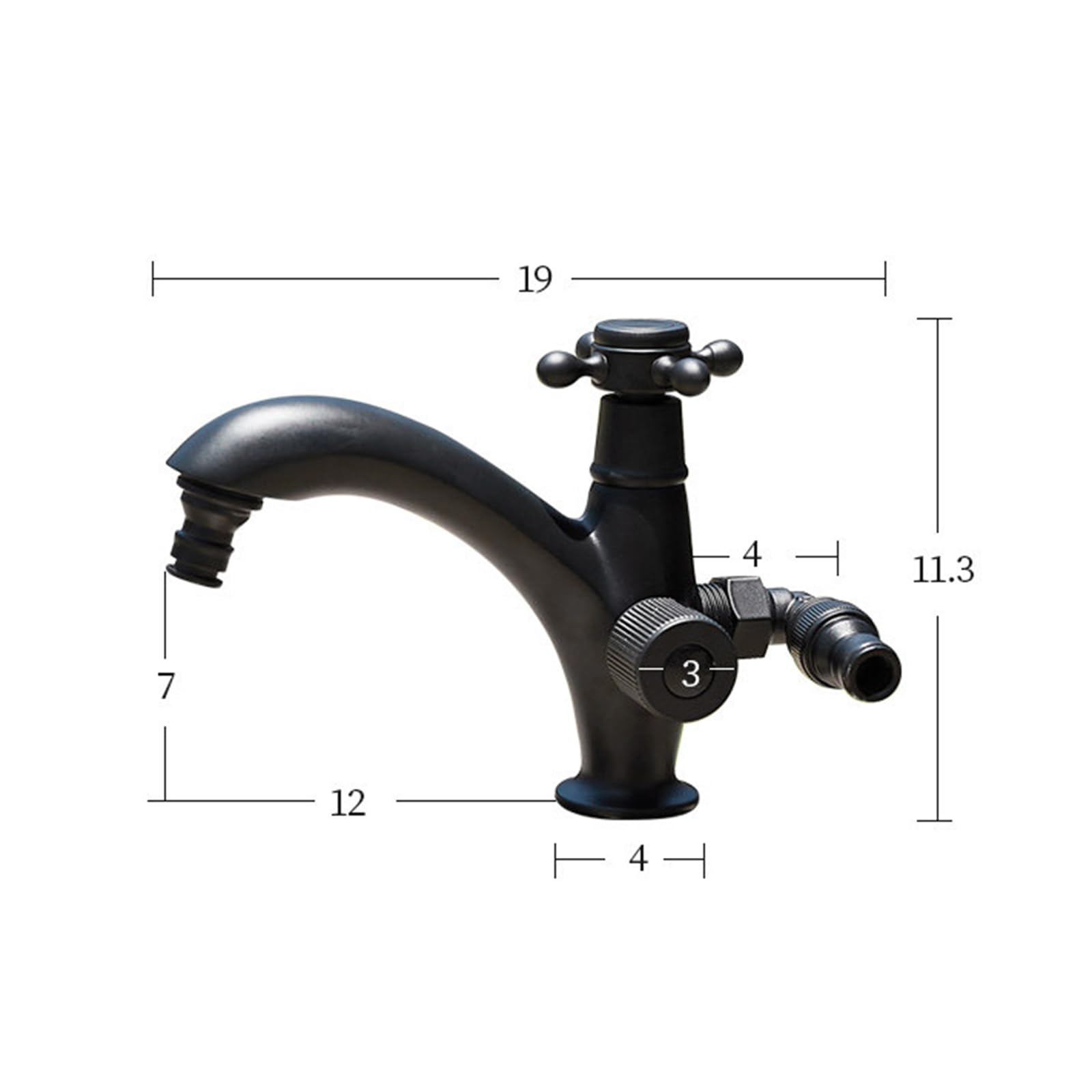 Grifo para Exterior con Doble Salida Giratorio De 360° Grifo Fuente Jardin Orificio Único Adecuado para Lavadora,Antigüedad
