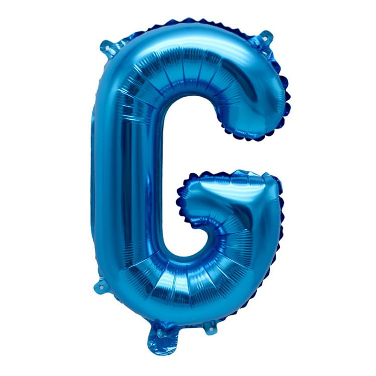 40 cm blue foil balloon in the shape of the letter G suitable for helium filling