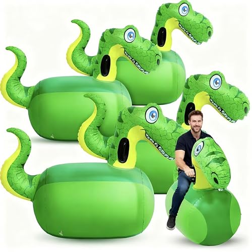 Hiboom 4 Pcs Giant Inflatable Hopping Toys 51 Inch Bouncer Animal Toys Ride on Toy Hopping Toy Hopper for Birthday Party Gifts Supports up to 250 Pounds (Dinosaur)