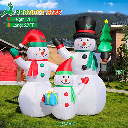 7Ft Large Christmas Inflatables Snowman Family Outdoor Decorations Blow Up Yard Decor Snow Man Built-In Bright Led Lights With Christmas Tree & Gift Box For Xmas Holiday Party Garden Patio Lawn Indoor #TOP4