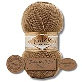 Hobby YARN – Alize Angora Gold 100g laine angora pour tricot dentelle & 3 étiquettes en similicuir PU, fil crochet doux, effet mohair léger, idéal pour châles et étoles (466)