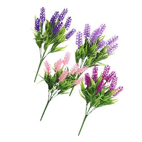 Amosfun 4pcs Imitados Tallo De Lavanda Faux Planta De Lavanda Adornos De La Planta De Lavanda