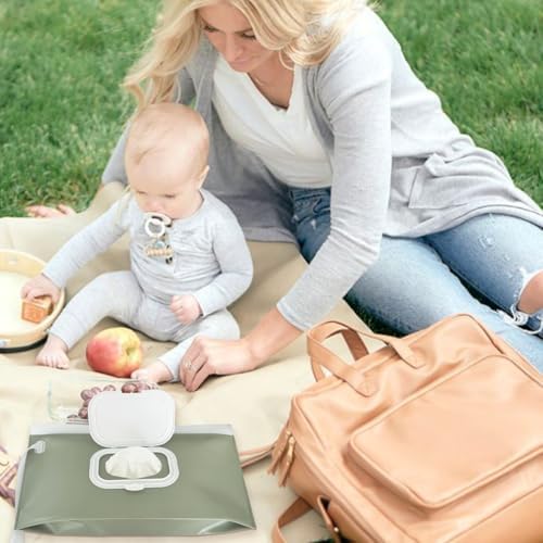 cephira Baby wipes dispenser，portable baby wipes holder for outdoor, Refillable baby wipes container, on the go wet wipe pouch for travel, resuable wipes dispenser for hiking (sage) — view 6