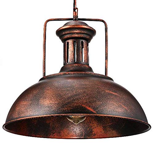 Industrial Nautical Barn Pendant Light - Litfad 16" Single Pendant Lamp With Rustic Dome/Bowl Shape Mounted Fixture Ceiling Light Chandelier In Copper,Ul Listed #TOP24