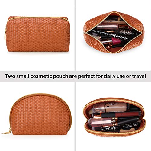 Ktmouw Makeup Bag 3 Pcs Waterproof Cosmetic Bag Set Portable Travel Cosmetic Bag Multifunction Organizer Storage Bag Weave Toiletry Bag For Women And Girls, Brown #TOP2