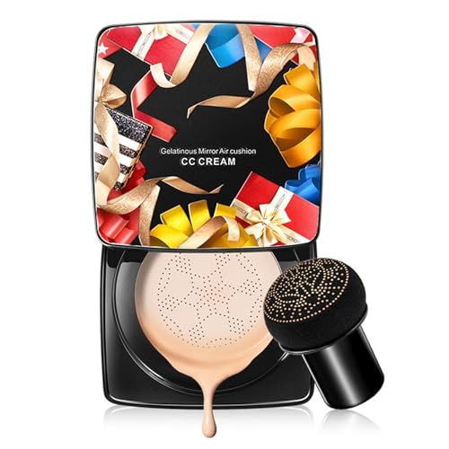 Recomendtion Mushroom Head Air Cushion CC Cream, Mushroom Head BB Cream Foundation, Lightweight Flawless Brightening Makeup (22# Ivory White)