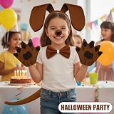 Qnvyw Hundekostüm Komplettset - Dackel Kostüm für Halloween & Partys, Inkl. Ohren & Schwanz, Für Erwachsene & Kinder, Dog Costume mit Pfoten