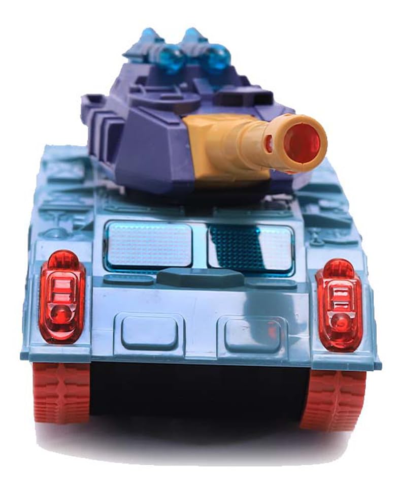 KRIREEN Army Military Tank Toys for Kids, Bump & Go Crawling Army Tank Toys, 360 Degree Rotating Wheel with Light and Sound Toys, Best Gift for 3+ Years Old Kids (Multicolor), (Pack of 1) 3