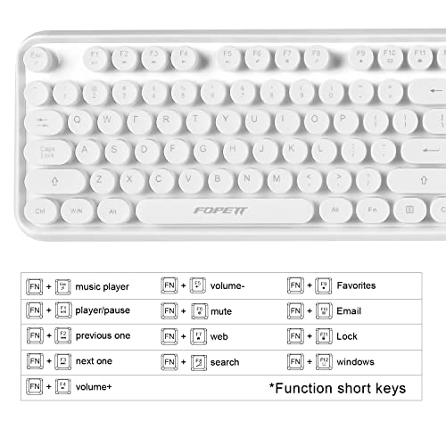 Image of FOPETT Wireless Keyboard and Mouse Combo, 104 Keys Full-Sized 2.4 GHz Round Keycap Colorful Keyboards, USB Receiver Plug and Play, for Windows, Mac, PC, Laptop, Desktop (White)