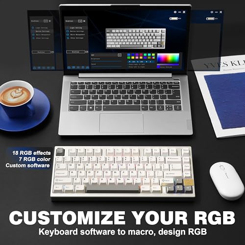 Image of YUNZII AL75 Wireless Mechanical Gaming Keyboard,Full Aluminum CNC,75% Layout,BT /2.4G /Wired,Hot Swap,Creamy Switches,TKL Gasket,RGB Backlight,Programmable for Mac /Win (Silver, Blue Grey Switch)