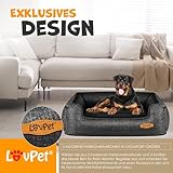 Lovpet® Hundebett Hundekissen Hundekorb Chiller, Inkl. Napf + 3X Kauknochen, Hundesofa Kissen für Kleine, Mittelgroße & Große Hunde, Bezug abnehmbar und waschbar, L 90 x 75 x 25 cm Anthrazit