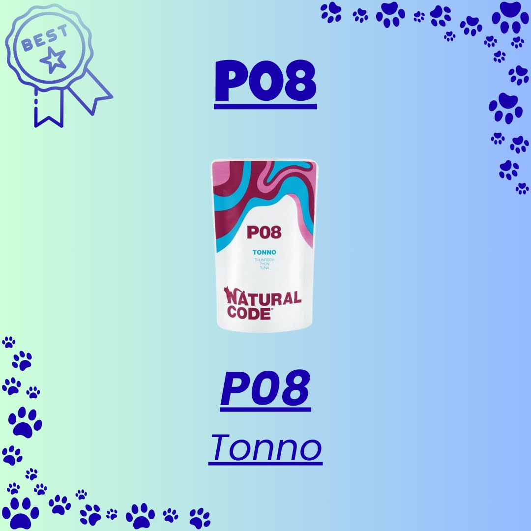 Natural Code - Alimento Húmedo para Gatos en Bolsita, Alimento Complementario para Gatos de Todas Las Tallas y Razas, Sabor Atún, 12 Sobres de 70 Gramos