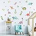 4 Fogli Adesivi da Parete ad Acquerello, 25x35cm Animali Adesivi da Parete Dinosauro Decorazione, Adesivi da Parete Decorazioni Stickers Murali Soggiorno Asilo Nido Camera per Bambini Decalcomanie