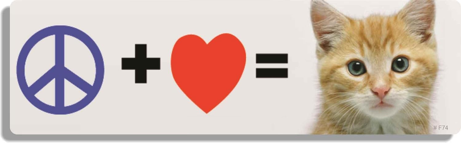 Gear Tatz - Peace Plus Love Equals A CAT - Funny Bumper Sticker - 3 x 10 inches - Professionally Made in the USA - Vinyl Decal