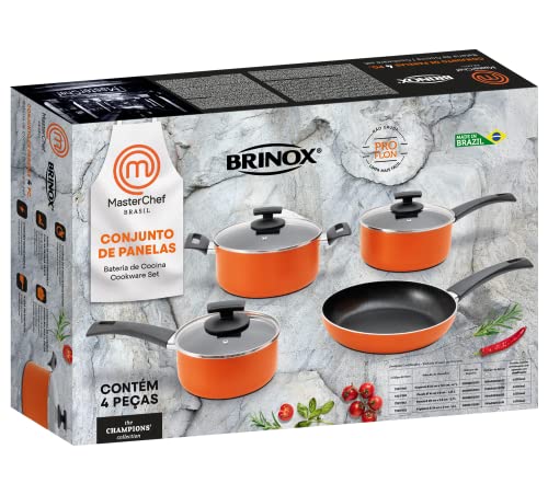 Conjunto de Panelas Masterchef, 4Pcs, Laranja, Brinox
