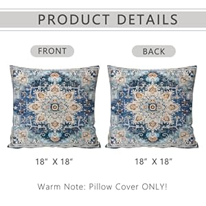 Throw pillow covers pack of 2 double sided printing home indoor and outdoor sofa bed decor 18 x 18 inch pillowcover blue light blue bohemian pattern 18x18inch  urban country home decor