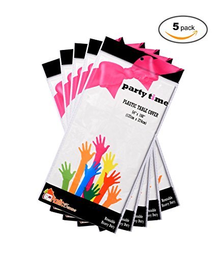 Disposable Heavy Weight Plastic Party Tablecloths Large 54"x108" White. -Pack Of 5-