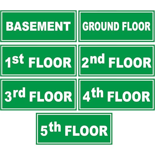 Image of ATTRACTSO - Basement to 5th Floor Sign Self Adhesive Laminated Sticker for Home, Office, Shop, Hospital, Hotel, Theatre, Restaurant - 12 inchx5 inch inch (Green)