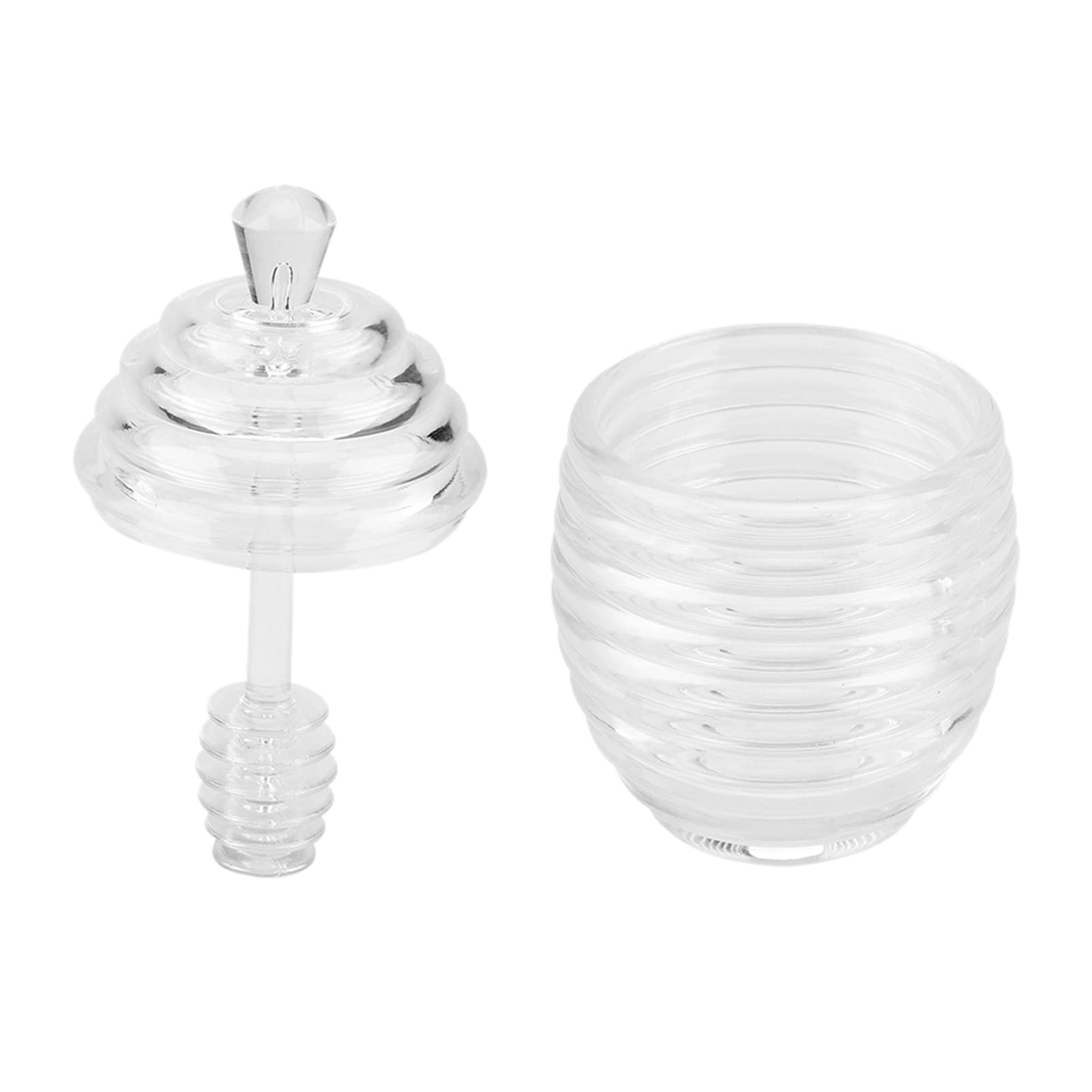 265ml Honey Pot, Transparent Honey Pot Beehive-Shaped Honey Jar with Dripper Stick for Storing and Dispensing Honey