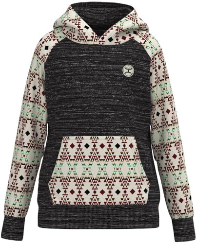 HOOEY - Youth Summit Hoodie with Aztec Pattern On Sleeves Kangaroo Pocket and Hood with Internal Phone Pocket