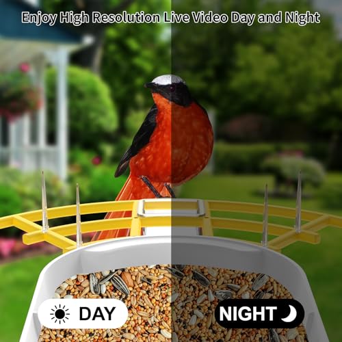 Image of Fazoxo Bird Feeder with Camera,Birds House Camera,Solar Powered,Yellow