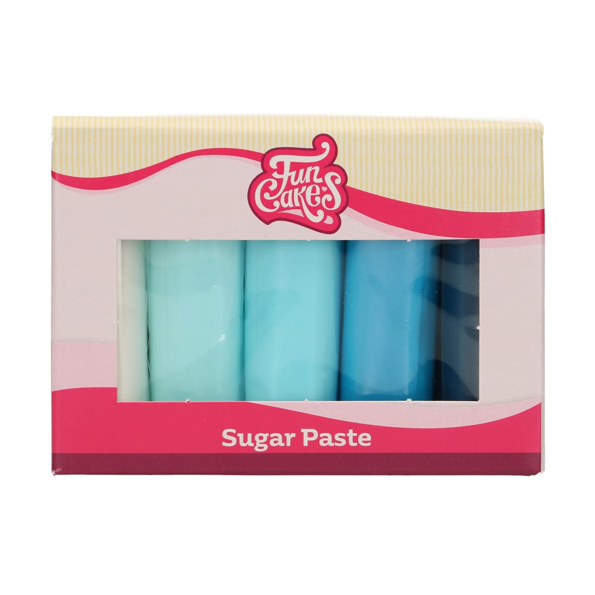 FunCakes Fondant Multipack Blue Colour Palette, Perfect for Cake Decorating, Halal, Kosher and Gluten Free. 5 Colours, White, Pastel Blue, Baby Blue, Sea Blue, Demin Blue, 5 x 100 g
