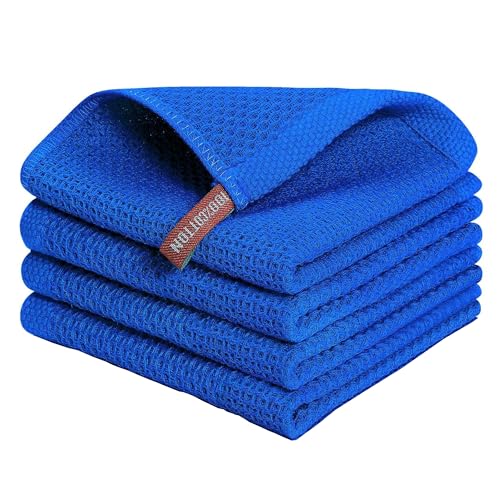 Image of 100% Cotton Kitchen Dish Cloths, 6 Pack Waffle Weave Ultra Soft Absorbent Dish Towels for Drying Dishes Quick Drying Kitchen Towels Dish Rags, 13.4 X 13.4 Inches (Light Blue, Pack of 4)