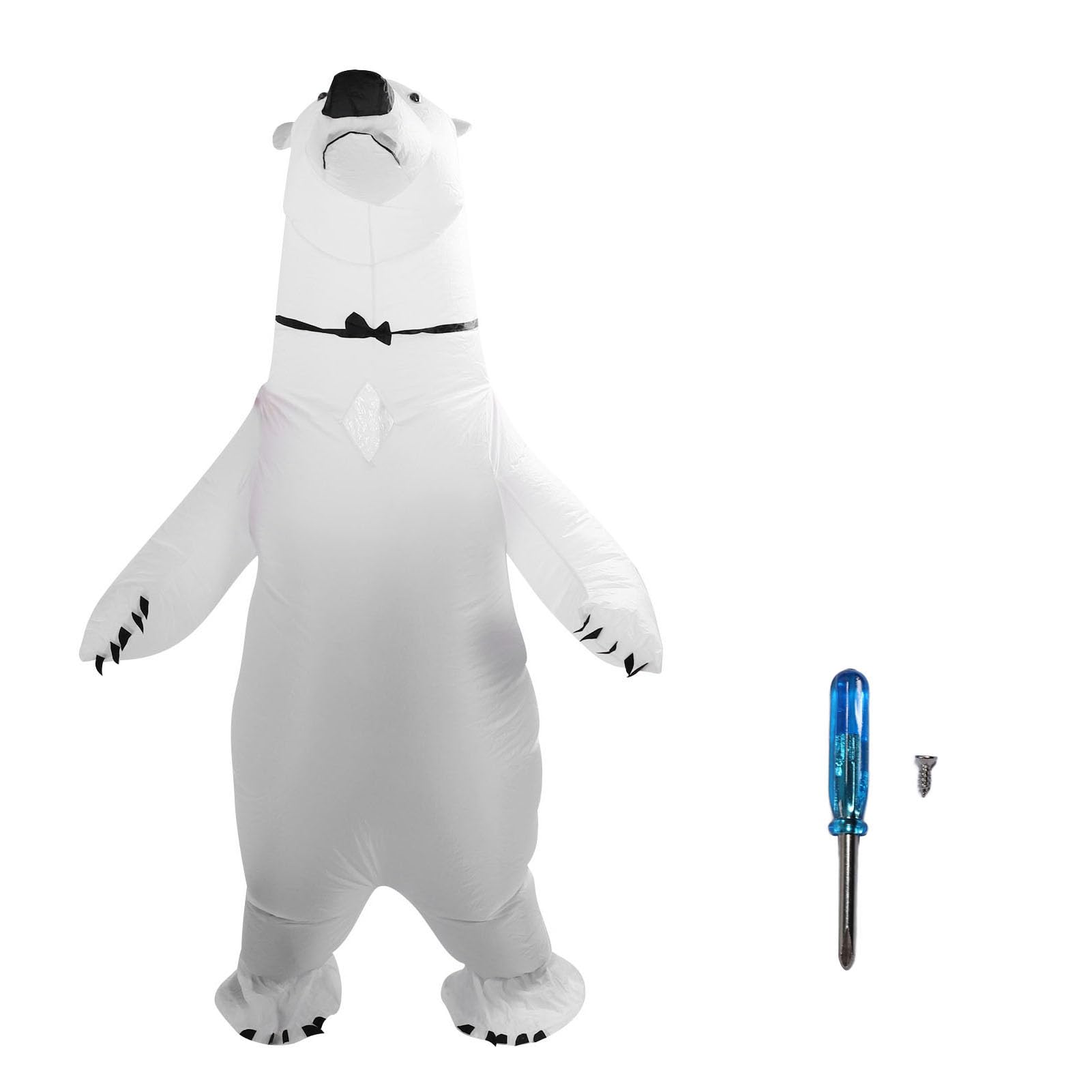 Luqeeg Disfraz de Oso Polar Hinchable, Disfraces de Oso Polar de Navidad con Costuras Reforzadas, Disfraz Hinchable Halloween, Divertido Mono de Oso Blanco para Navidad Halloween Cosplay