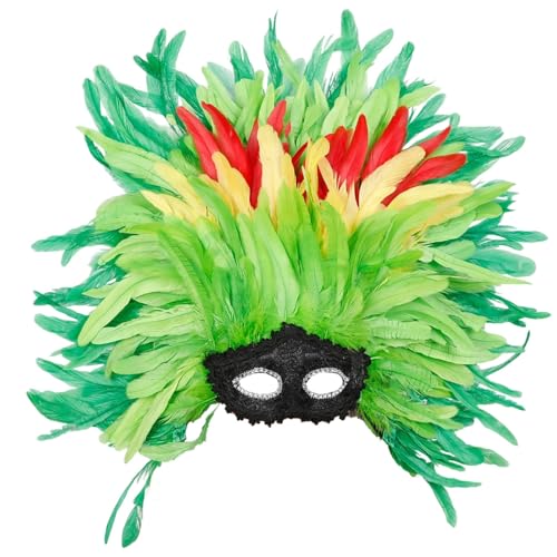 Generico Maschera veneziana Maschera Elegante per Serate di Gala e Eventi Speciali con Decorazioni di Piume (Light Green, One Size)