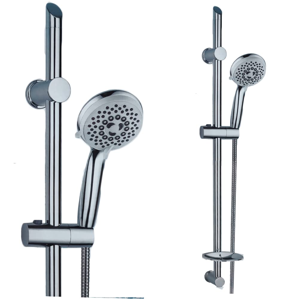 Barre de douche 75 cm, kit de barre de douche réglable en hauteur, colonne de douche sans mélange, support réglable, tuyau de douche 150 cm