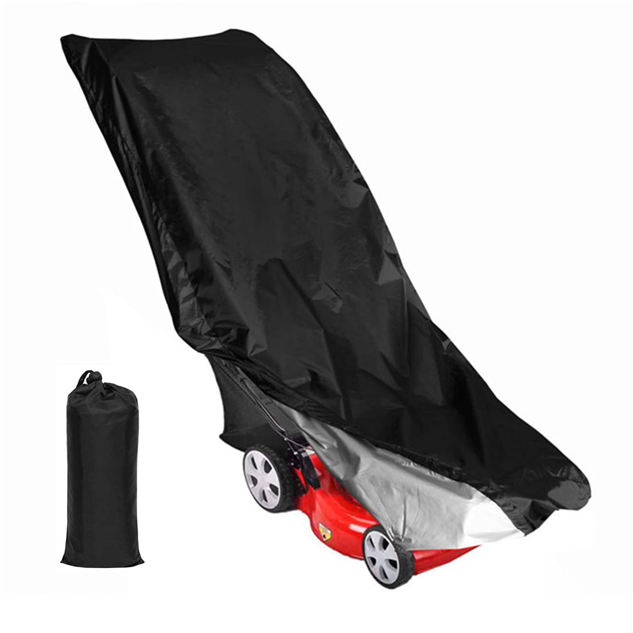 Copri Tagliaerba Per Esterno Impermeabile,Coperture Per Tagliaerba Antipolvere Tutte Le Stagioni, Protezione Anti-UV, In Poliestere 210D, Con Cordino E Borsa Portaoggetti (Black)