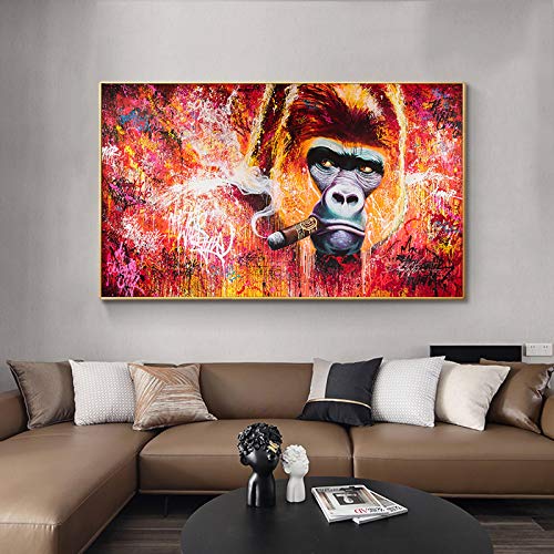 Peintures sur le mur orang-outan graffiti animaux modernes 65x110cm