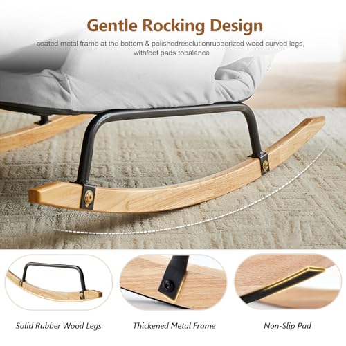 Image of JPBSTO Rocking Chair with Adjustable High Backrest, Extra-Wide Upholstered Glider Rocker, Comfy Accent Chair for Living Room Bedroom